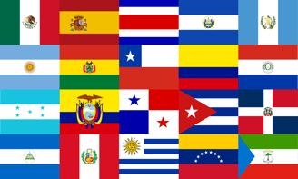 Flags representing countries where Spanish is the official language.