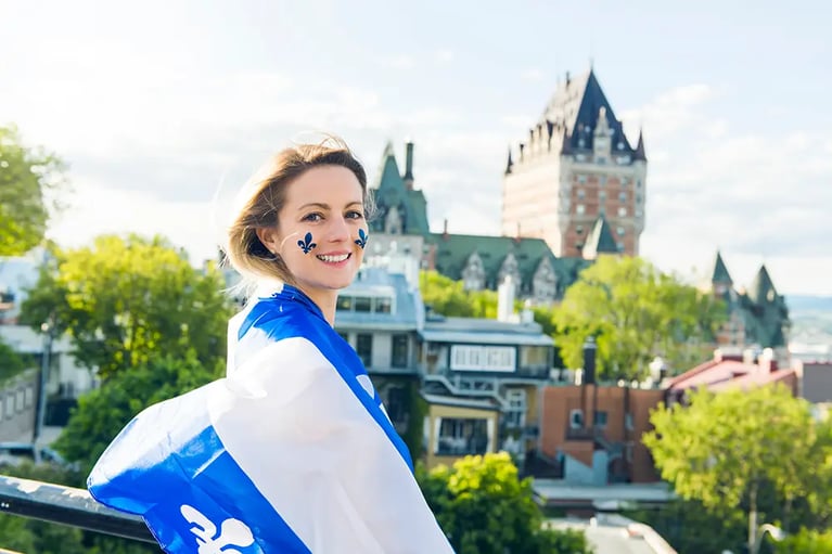 woman with quebec flag